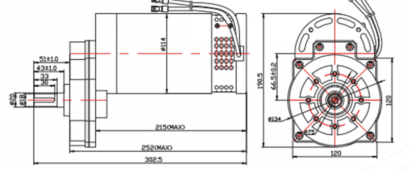 洗地機(jī)專用電機(jī)外形尺寸圖