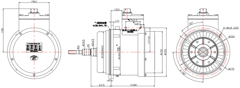 電動(dòng)搬運(yùn)車電機(jī)外形尺寸圖