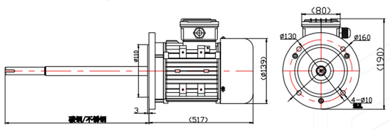 立式長軸電機(jī)外形尺寸圖