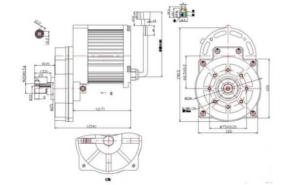 無刷直流減速電機外形結構圖